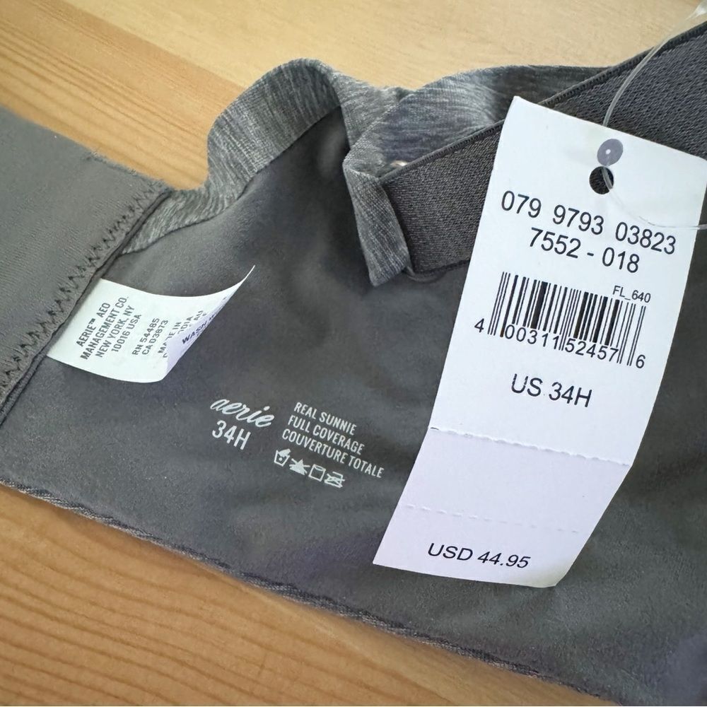 NWT American Eagle Aerie Gray Full Coverage Bra Size 34H - Picture 3 of 3